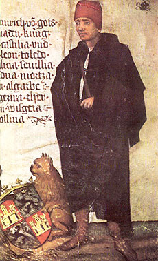 Enrique IV de Castilla (Miniatura de un manuscrito del viajero alemán Jörg von Ehingen, circa 1455) - Fte: Wipedia.org
